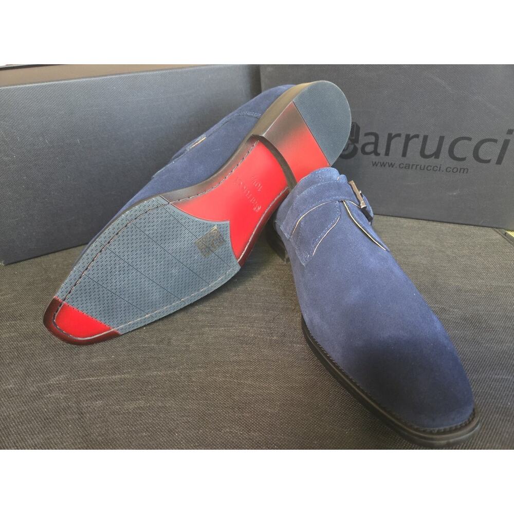 Carrucci Blue Suede Men's Leather Single Buckle Monk Strap Shoes 10.5 D - Picture 5 of 9